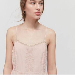 UO | Hanna Rose Pink Embroidered Tiered Fairy | Boho Maxi Dress